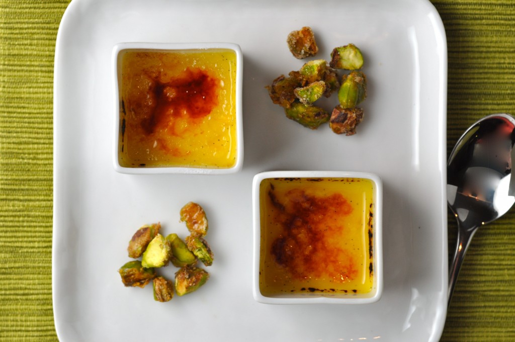 Candied Pistachio Creme Brulee