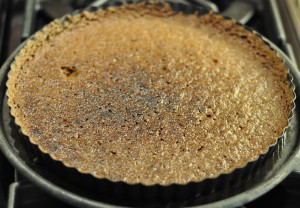 Underbaked yet charred pecan crust