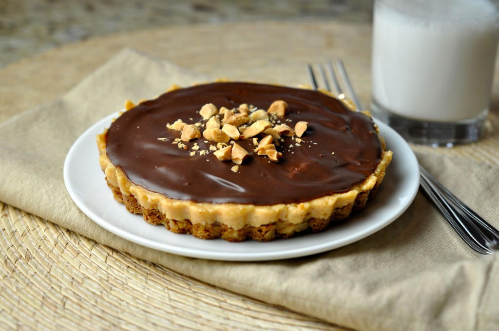 Chocolate Peanut Butter Tart with Oat Cookie Crust