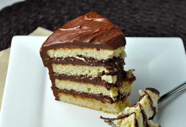 Classic Vanilla Cake with Chocolate Frosting