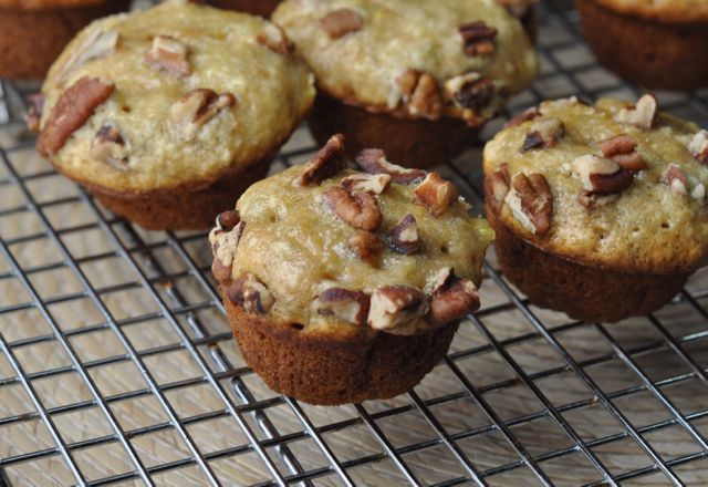 Rum Spice Banana Muffins with Pecans